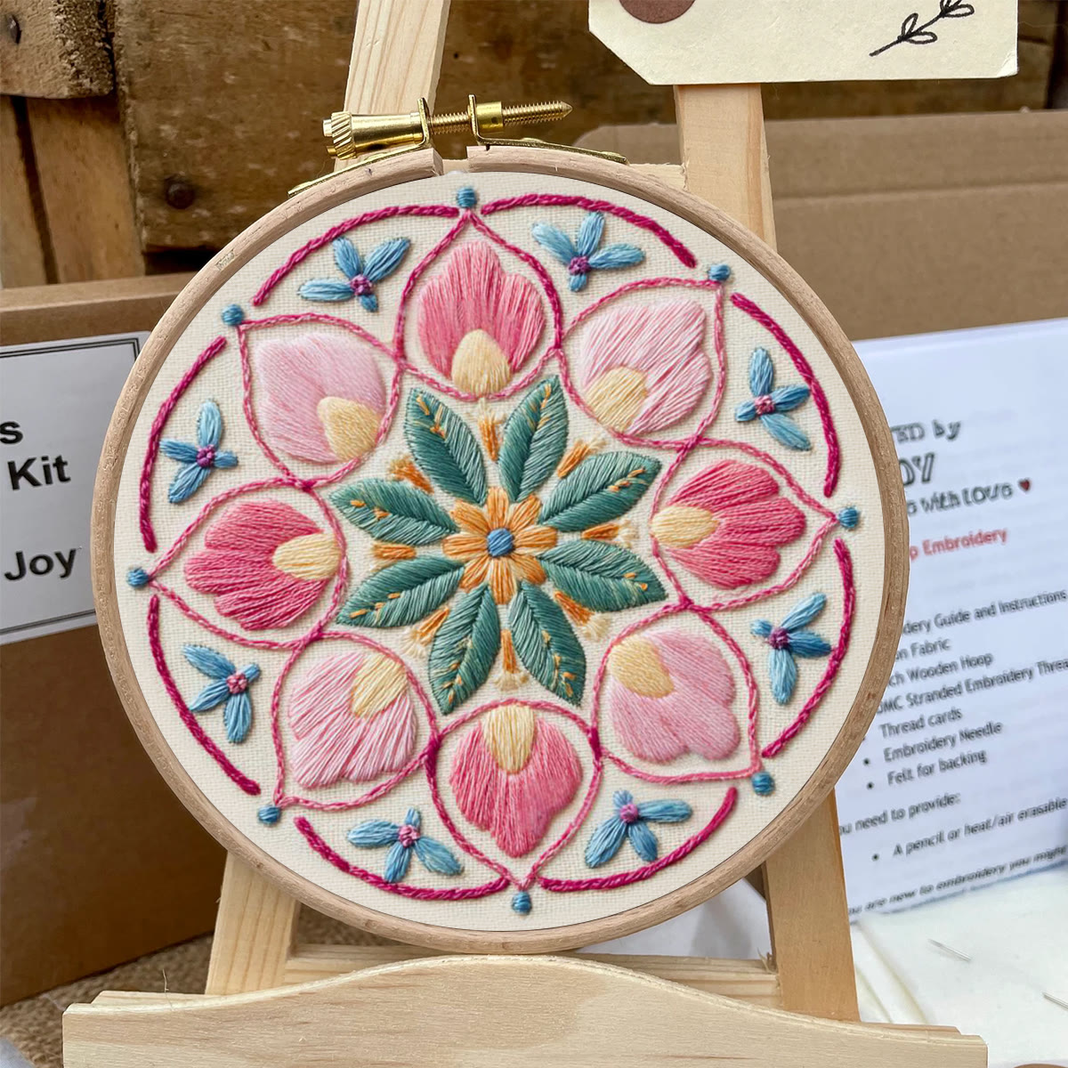 Rubbyoo Embroidery Kit - Floral Design | Beginner Handmade Art | Nice Hanging Decor  - image 5