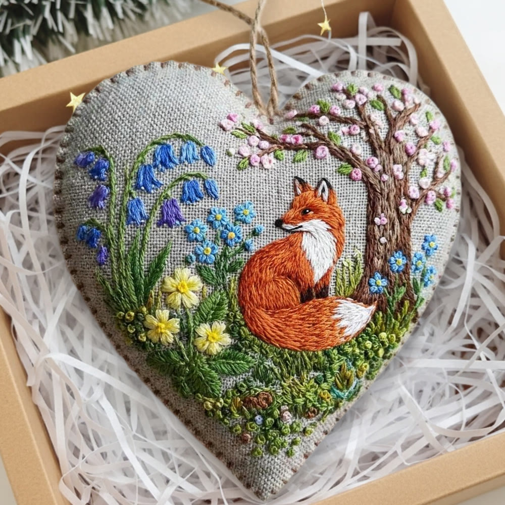 Rubbyoo Heart Embroidery Kit - Floral Fox | Animal Needlework Kit | Unique Hoop Art - image 6
