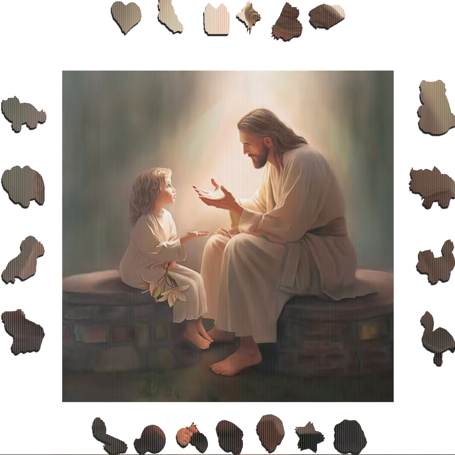 Jesus Christ with a little girl - Wooden Jigsaw Puzzle