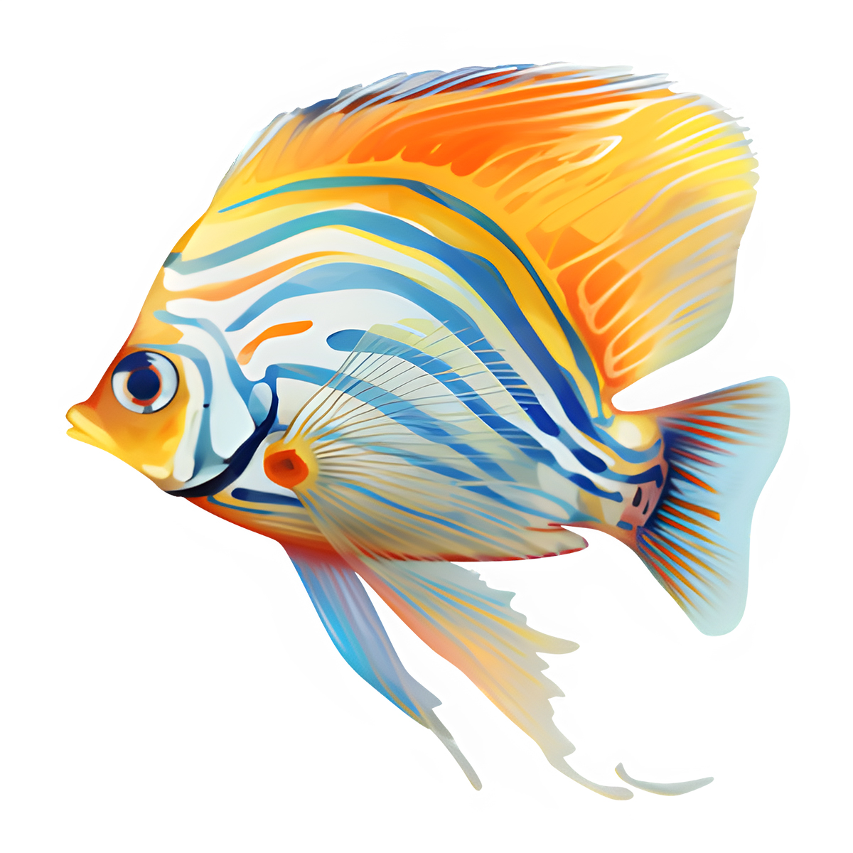 Rubbyoo Tropical Zebrasoma Fish Isolated - Wooden Jigsaw Puzzle 