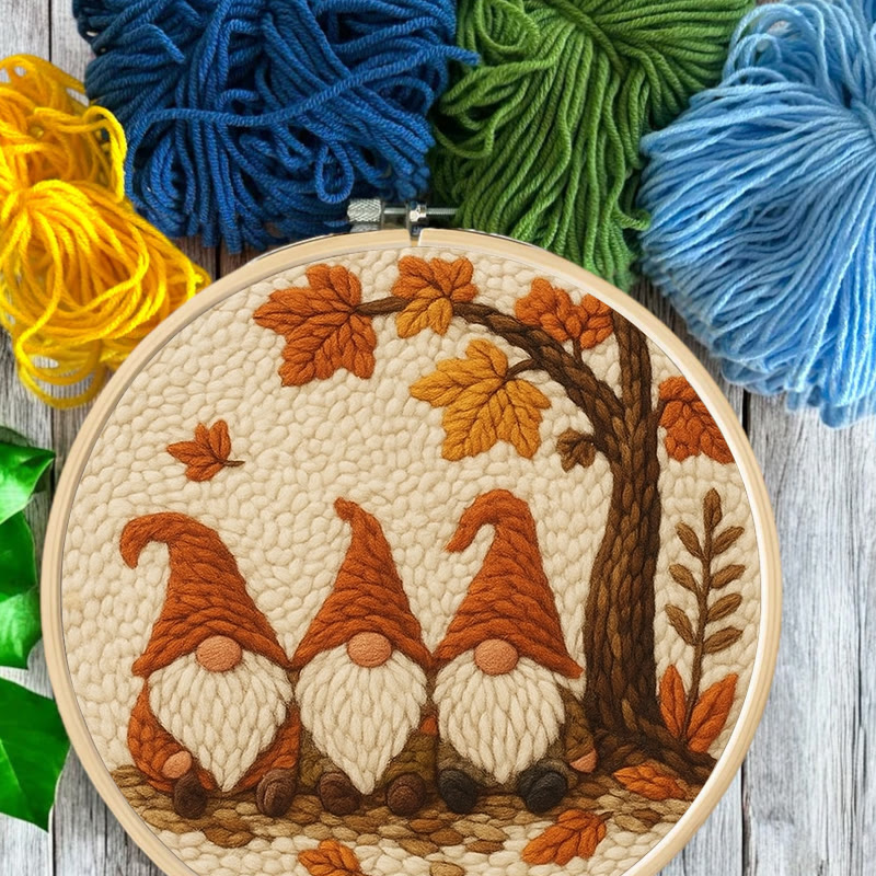   Gnomes Under The Tree Punch Needle Kit - Autumn Handmade Artwork | Diy Halloween Craft  - image 9