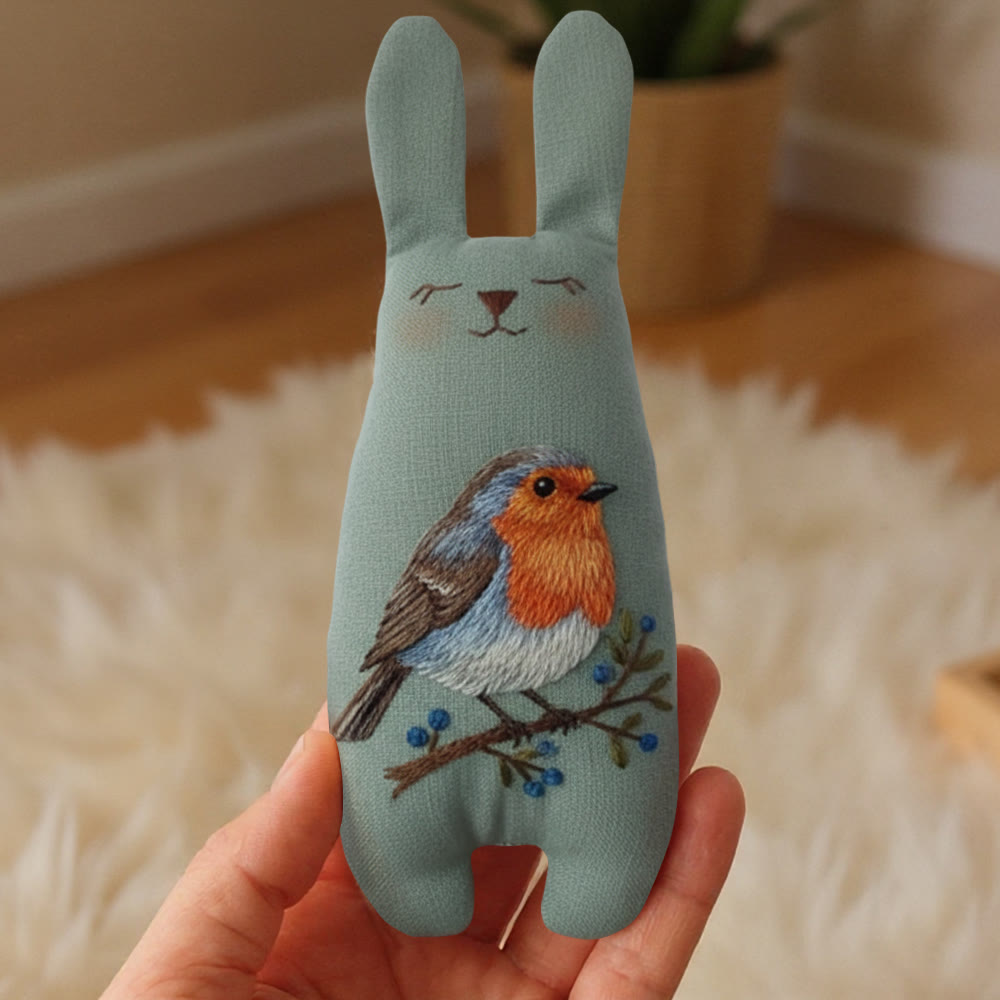Rubbyoo Bunny Toy Embroidery Kit - Little Robin | Diy Sewing Art | Stuffed Bunny Pattern - image 2