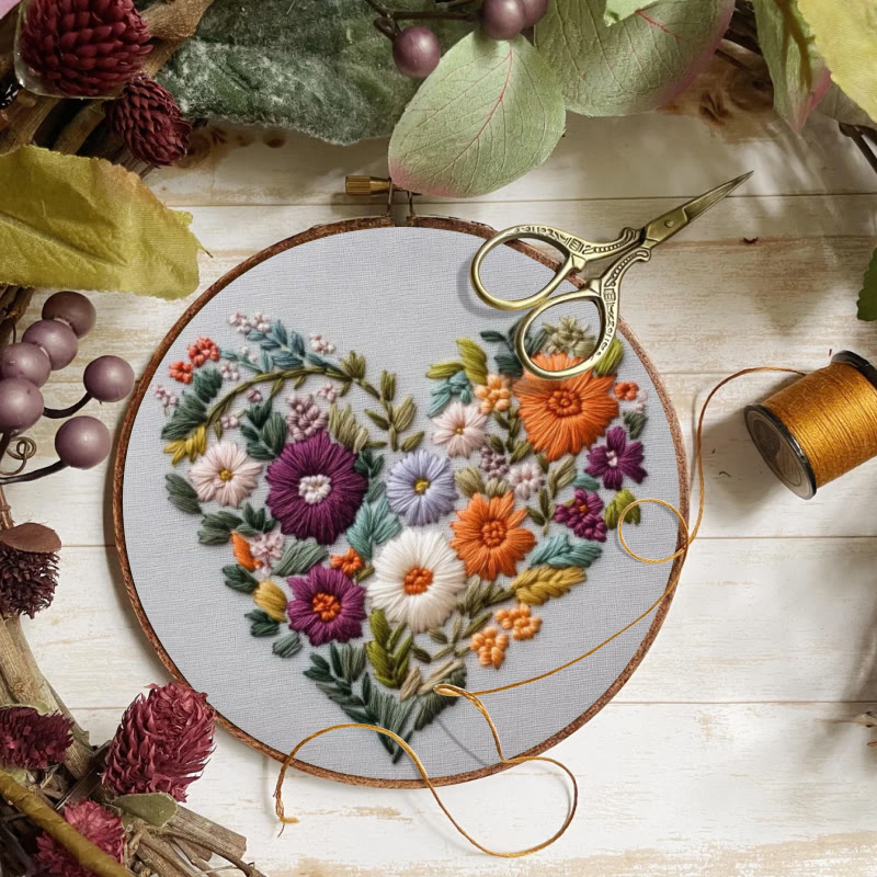 Rubbyoo Embroidery Kit - Charming Floral Heart | Beginner Handmade Craft | Diy Valentine Gift - image 3