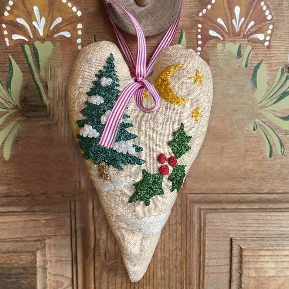 Rubbyoo Heart Embroidery Kit - Christmas Sign | Perfect For Home Decor | Handmade Needle Artwork - image 4