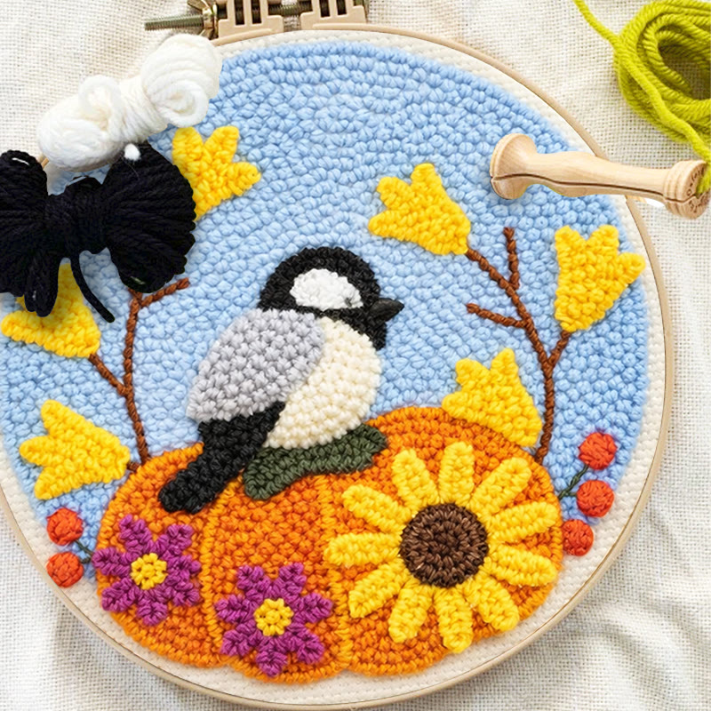 Autumn Pumpkin Bird Punch Needle Kit – Novice-friendly Diy | Seasonal Decor Accent - image 9