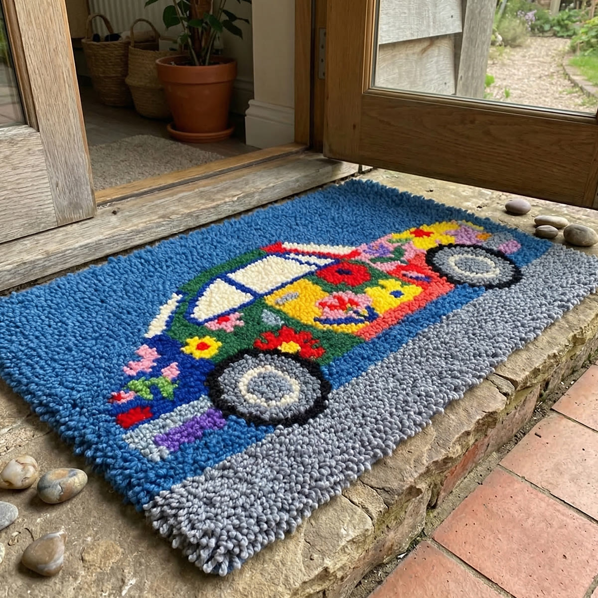 Rubbyoo Latch Hook Rug Kit - Retro Car | Entryway Flloor Decor | Perfect For Beginner - image 6
