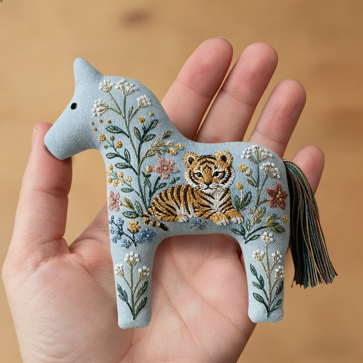 Rubbyoo Dala Horse Embroidery Kit - Wild Baby Tiger | Diy Lovely Wildlife Craft For Kids | Ideal Nursery Room Shelf Display - image 7