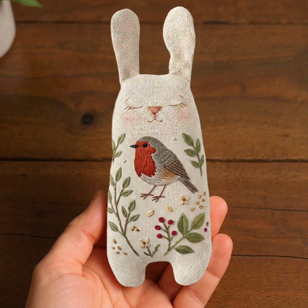 Rubbyoo Bunny Toy Embroidery Kit - Robin And Leafy Vine | Beginner-friendly Craft | Sweet Hanging Ornament - image 4