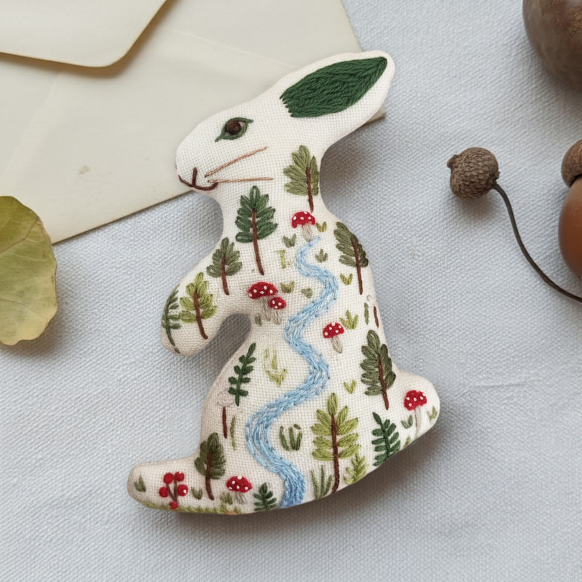 Rubbyoo Rabbit Embroidery Kit - Forest River | Easy Handmade Art | Unique Hanging Craft - image 10