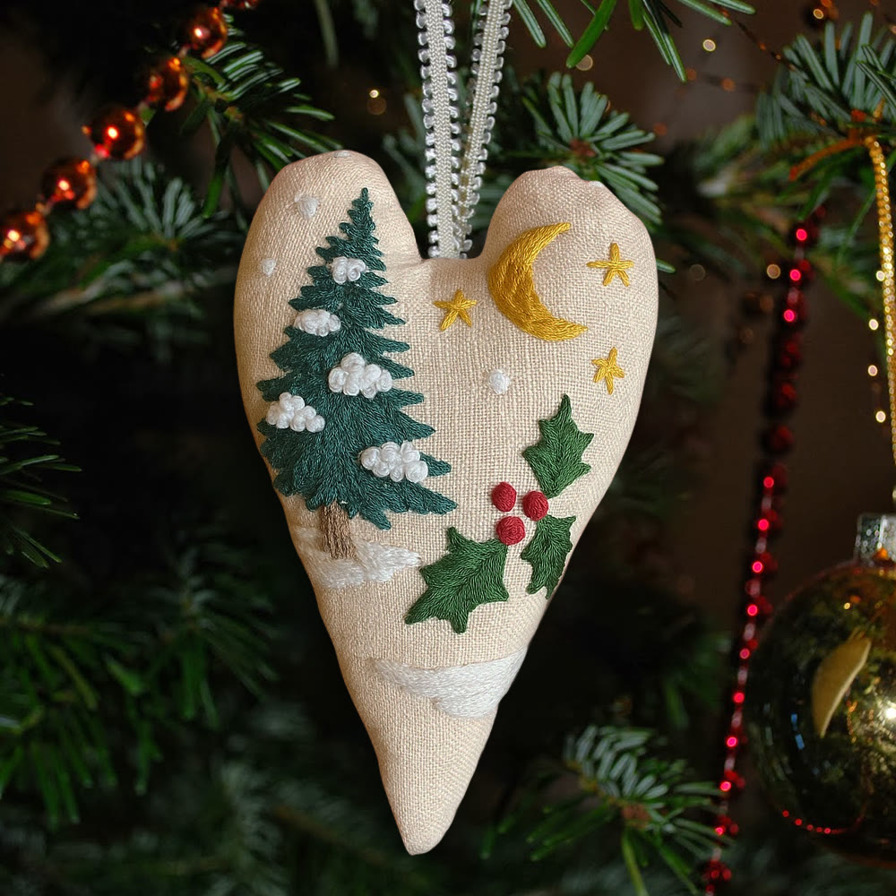 Rubbyoo Heart Embroidery Kit - Christmas Sign | Perfect For Home Decor | Handmade Needle Artwork - 6 inches hoop kit - image 1