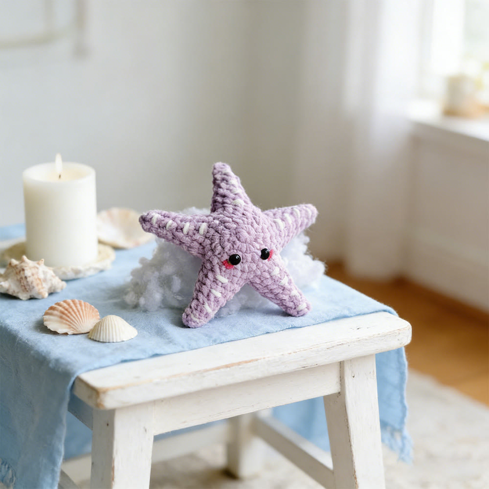 Diy Handmade Purple Starfish Crochet Kit - Adorable Plush Toy | Beginners Crocheted Craft  - image 4