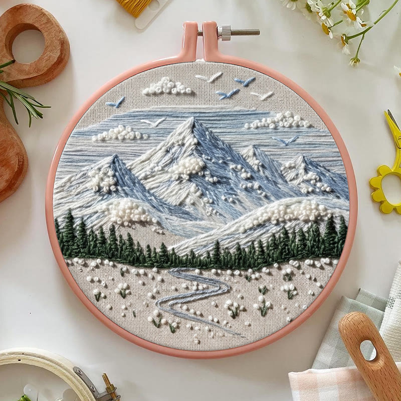 Rubbyoo Embroidery Kit - Snowy Mountain | Handmade Scenery Art | Nice Needle Craft - image 3