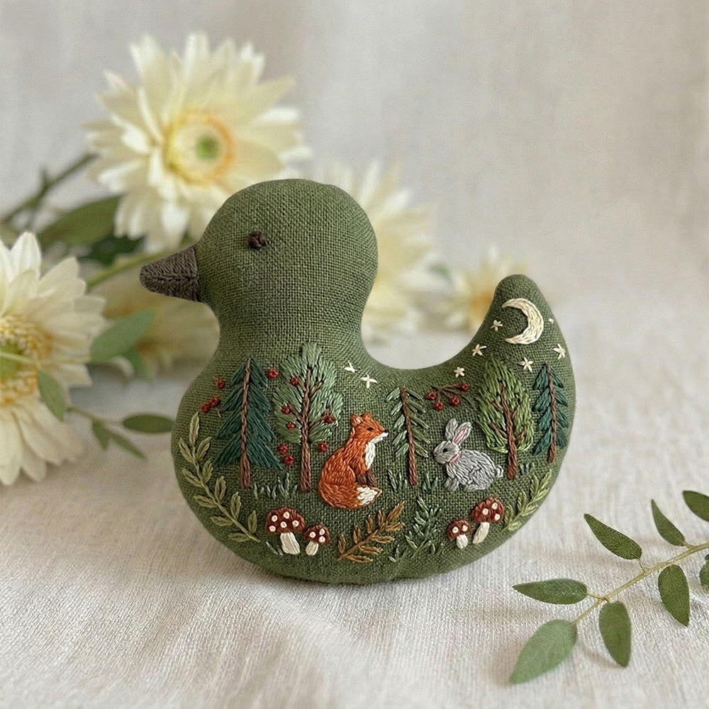 Rubbyoo Duck Embroidery Kit - Woodland Scene Fox Rabbit | Keychain Ornament | Creative Gift For Friends - image 3