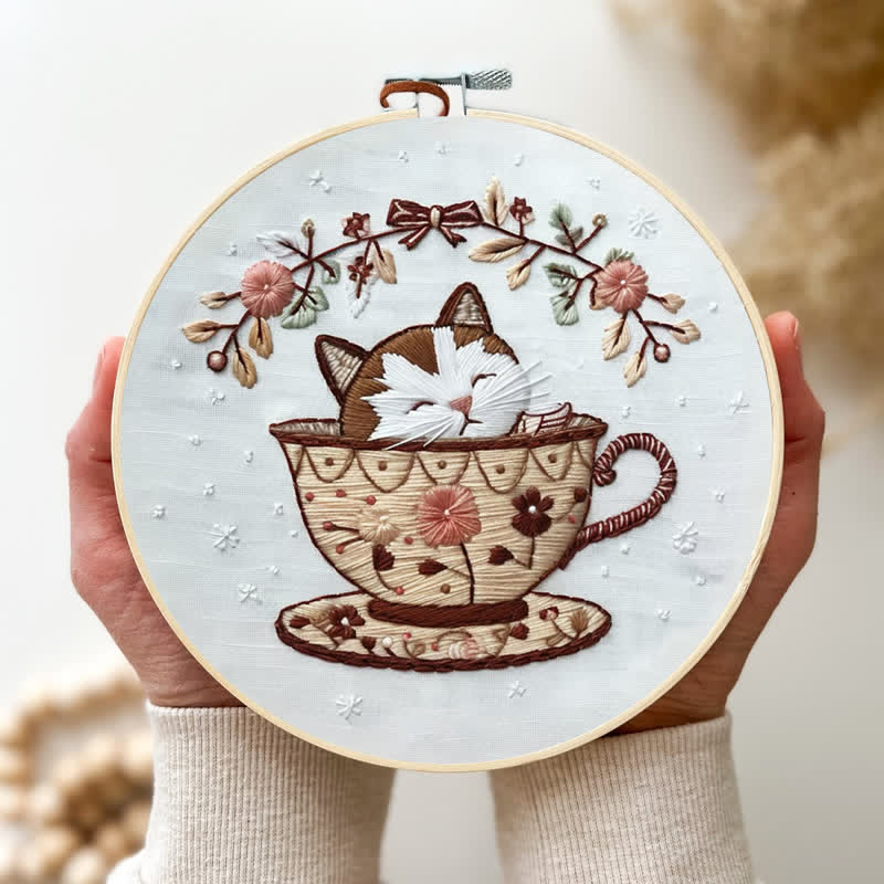 Rubbyoo Embroidery Kit - Cat Tea Cup - image 4