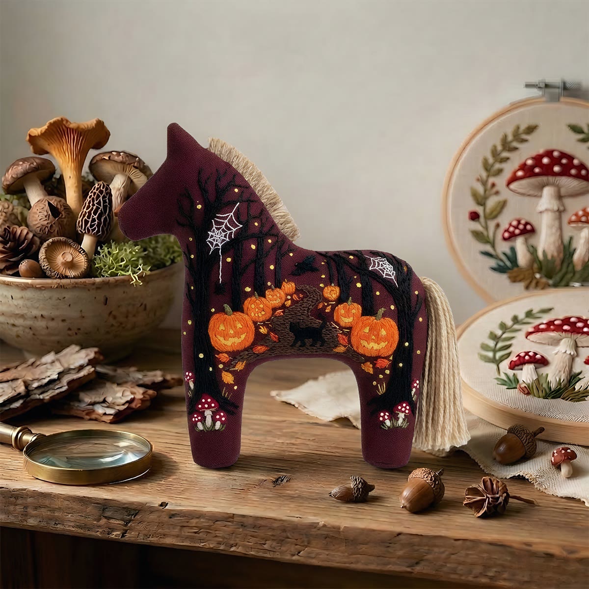 Rubbyoo Dala Horse Embroidery Kit - Glowing Pumpkins | Witchy Gifts For Her | Halloween Tree Ornament - image 7