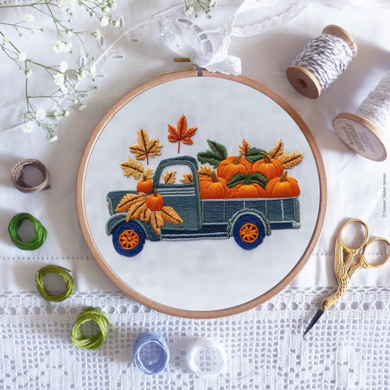 Rubbyoo Embroidery Kit - Vintage Truck Farmstand - image 8