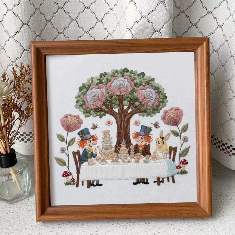 Rubbyoo Embroidery Kit - Happy Tea Time | Personalized Needle Craft | Nice Gift For Home Decor - Embroidery Kit Plus An Extra Frame - image 8