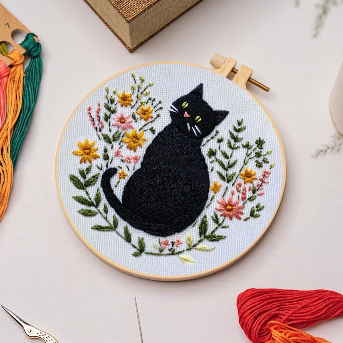 Rubbyoo Embroidery Kit - Floral Kitty | Handmade Needle Art | Gift For Cat Lovers - image 5