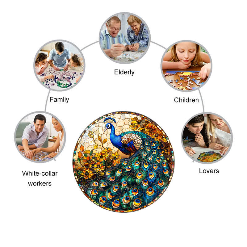 Peacock sign - Wooden Jigsaw Puzzle