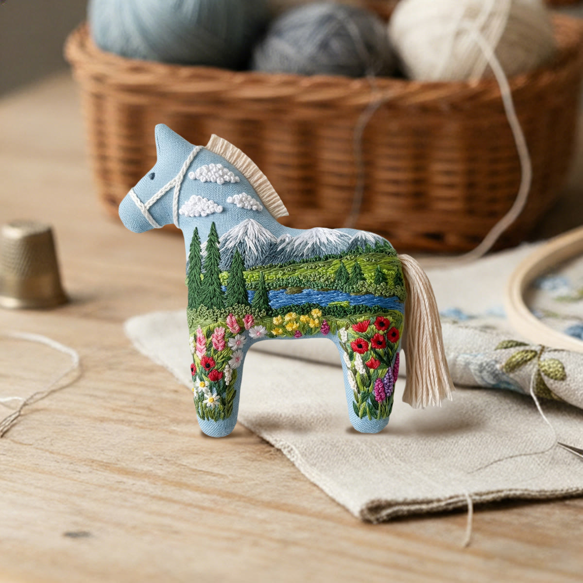 Rubbyoo Dala Horse Embroidery Kit - Sunny Day | Sewing Hanging Ornament | Lovely Pony Toy - image 3