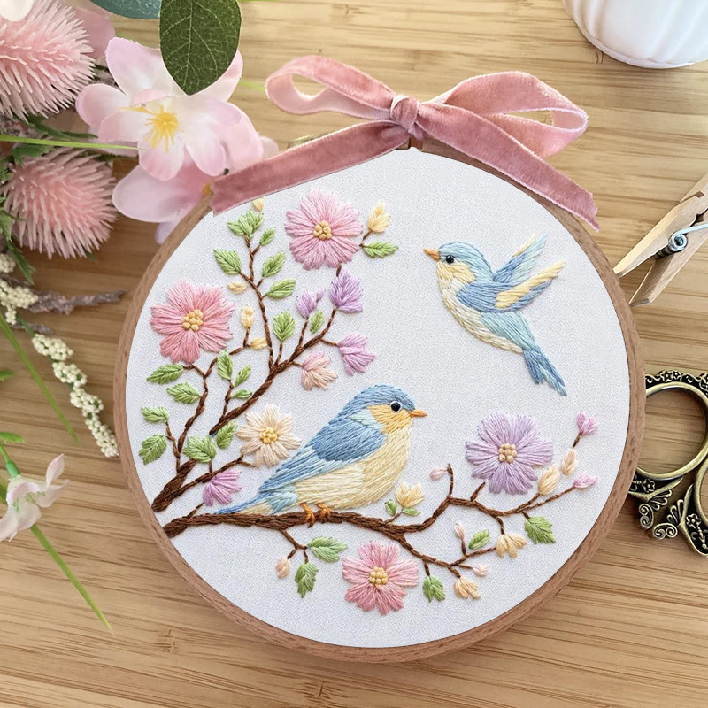 Rubbyoo Embroidery Kit - Bird And Flower | Beginner Diy Craft | Handmade Needlepoint For Decoration  - image 4