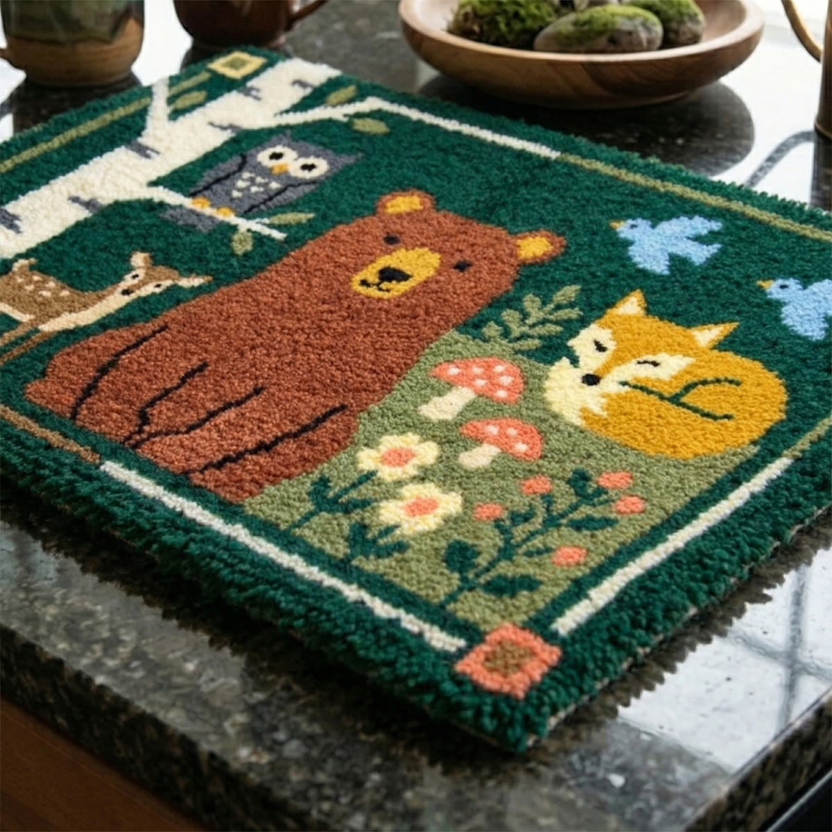 Rubbyoo Latch Hook Rug Kit - Woodland Animals | Nursery Room Carpet | Handmade Nature Doormat  - image 6