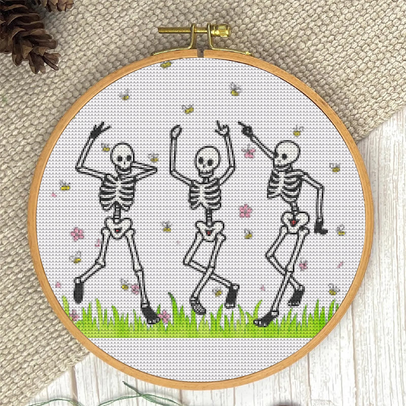  Cross Stitch Kit -  Skeleton Party | Spooky Halloween Craft | Beginner Needle Artwork - image 7