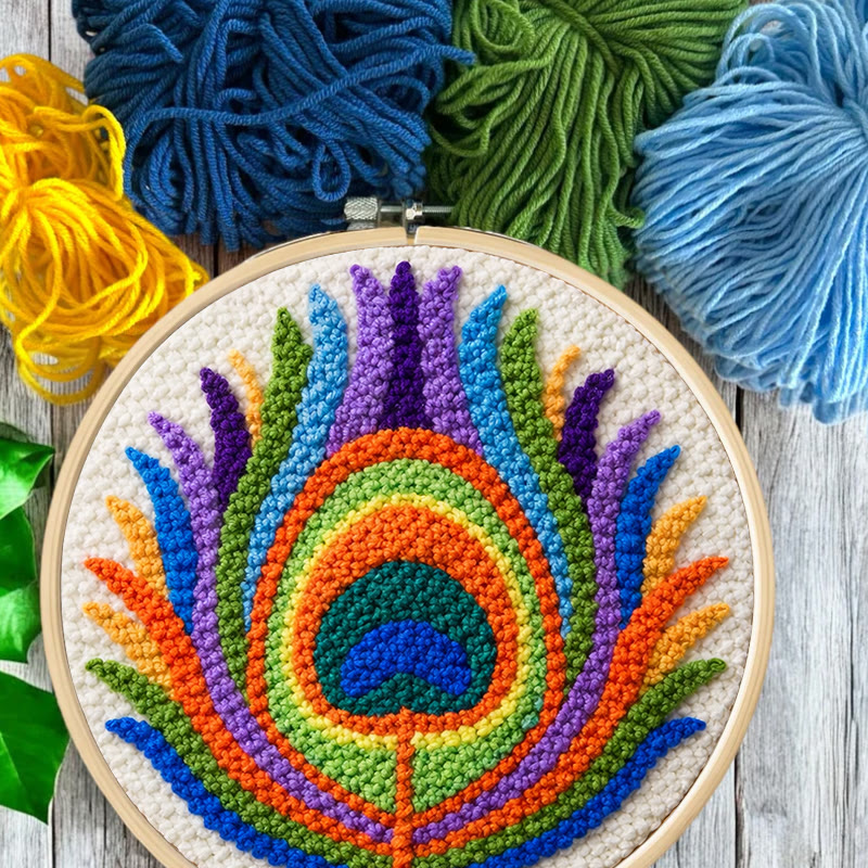 Peacock Feather Punch Needle Kit - Creative Yarn Art | Nice Hanging Ornament - image 7