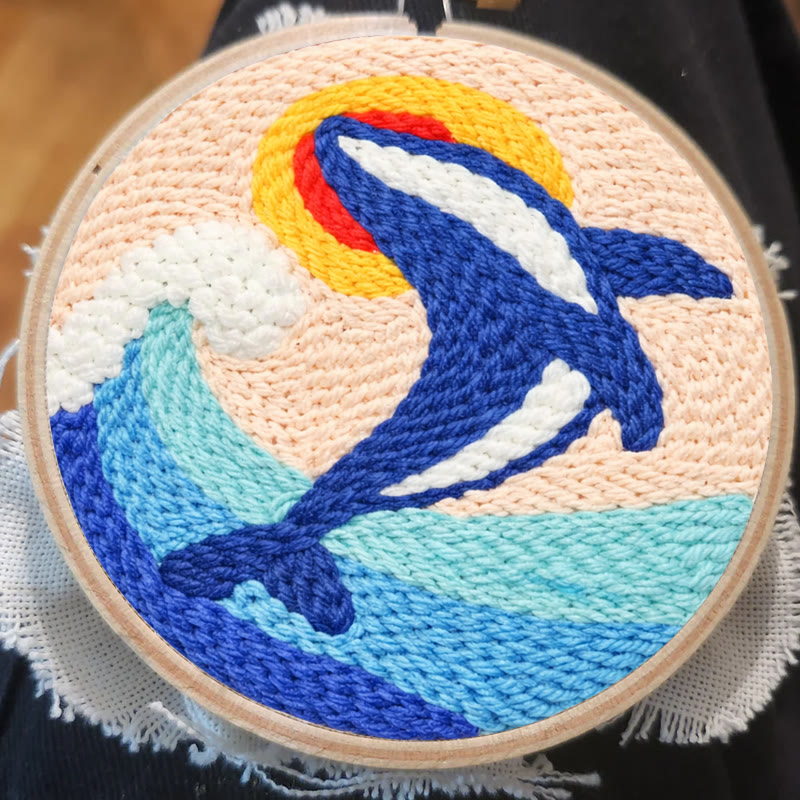 Leaping Orca Wave Punch Needle Kit - Easy Diy Project | Vibrant Home Statement - image 8