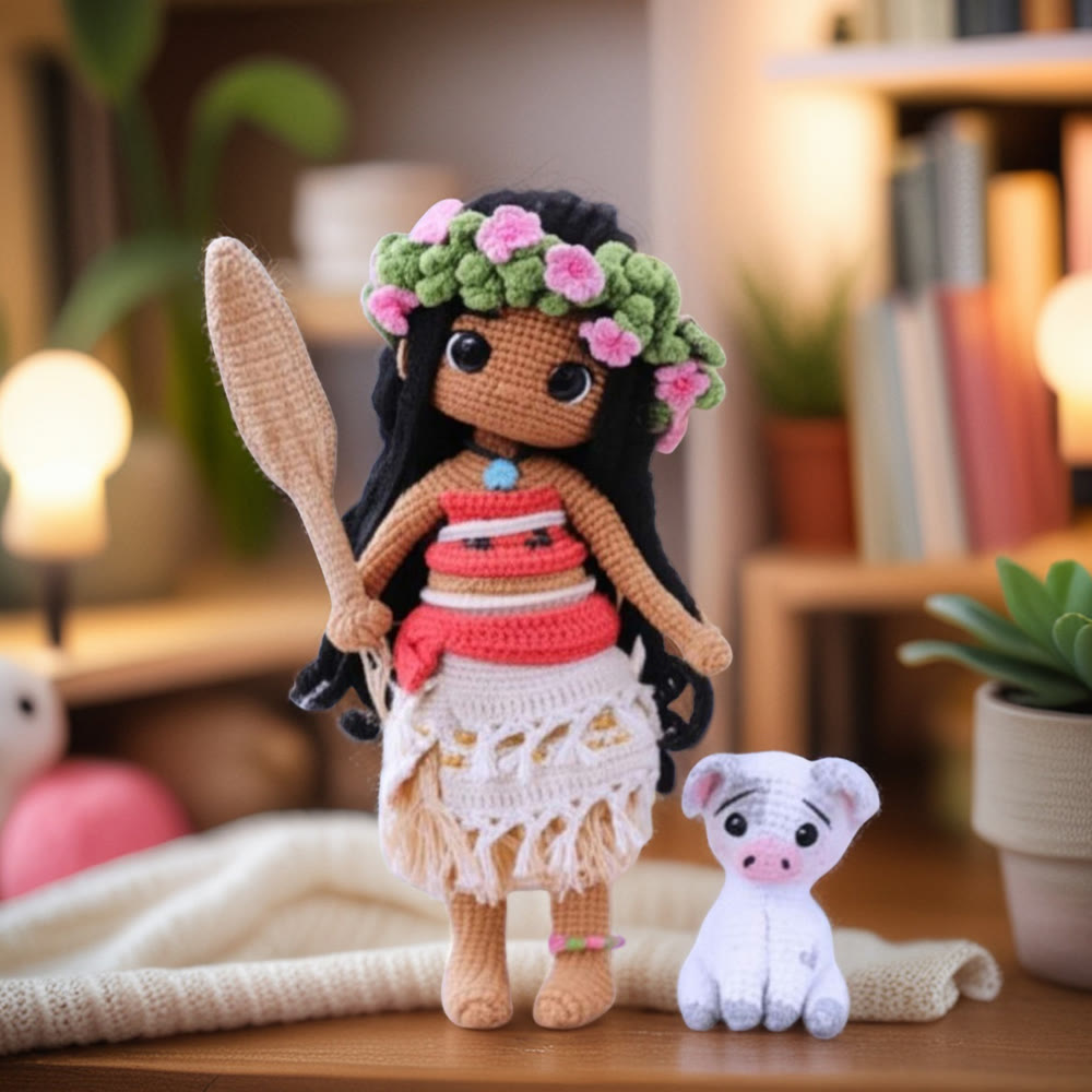 Diy Handmade Girl With Paddle Crochet Kit - Unique Yarn Handicraft | Plush Toy For Child Birthday  - Diy Handmade Girl With Paddle Crochet Kit - image 1