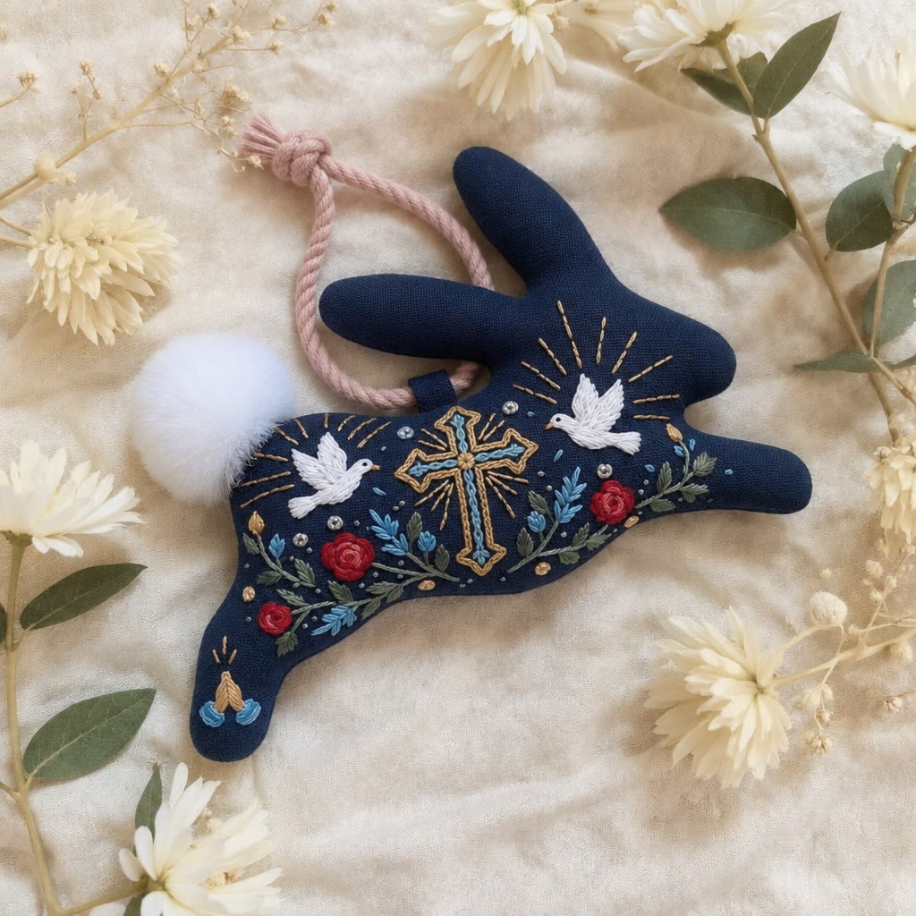 Rubbyoo Rabbit Embroidery Kit - Sacred Cross And Dove | Christian Religious Diy Craft | Faithful Holiday Room Ornament - image 4
