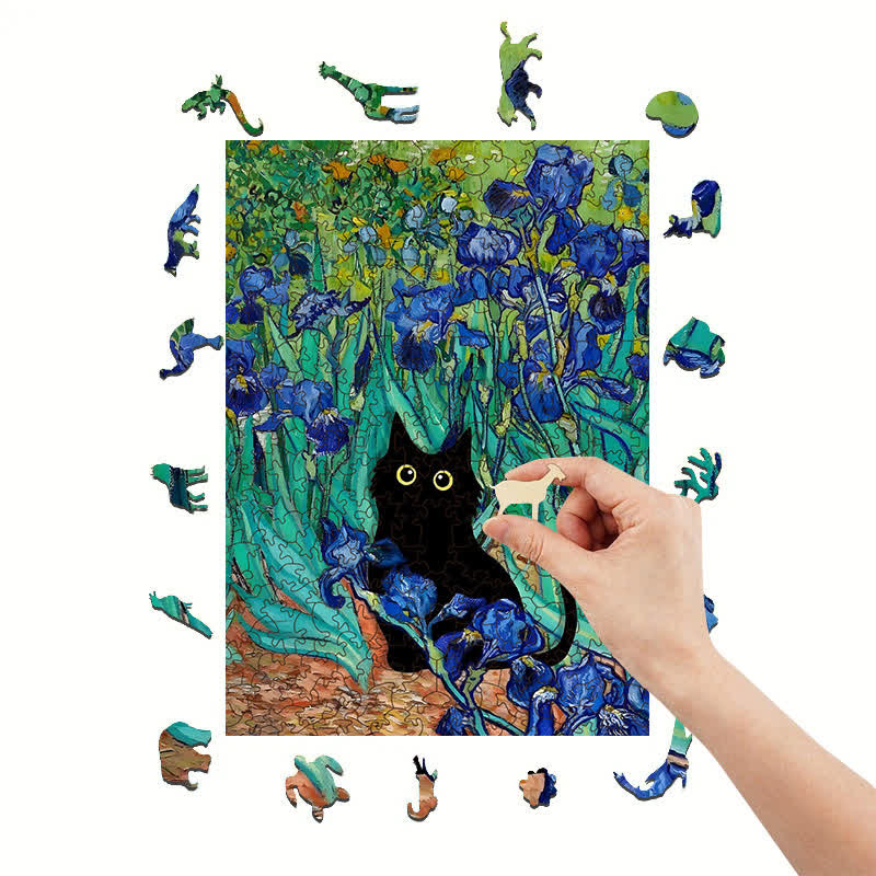 Rubbyoo Irises Cat - Wooden Jigsaw Puzzle