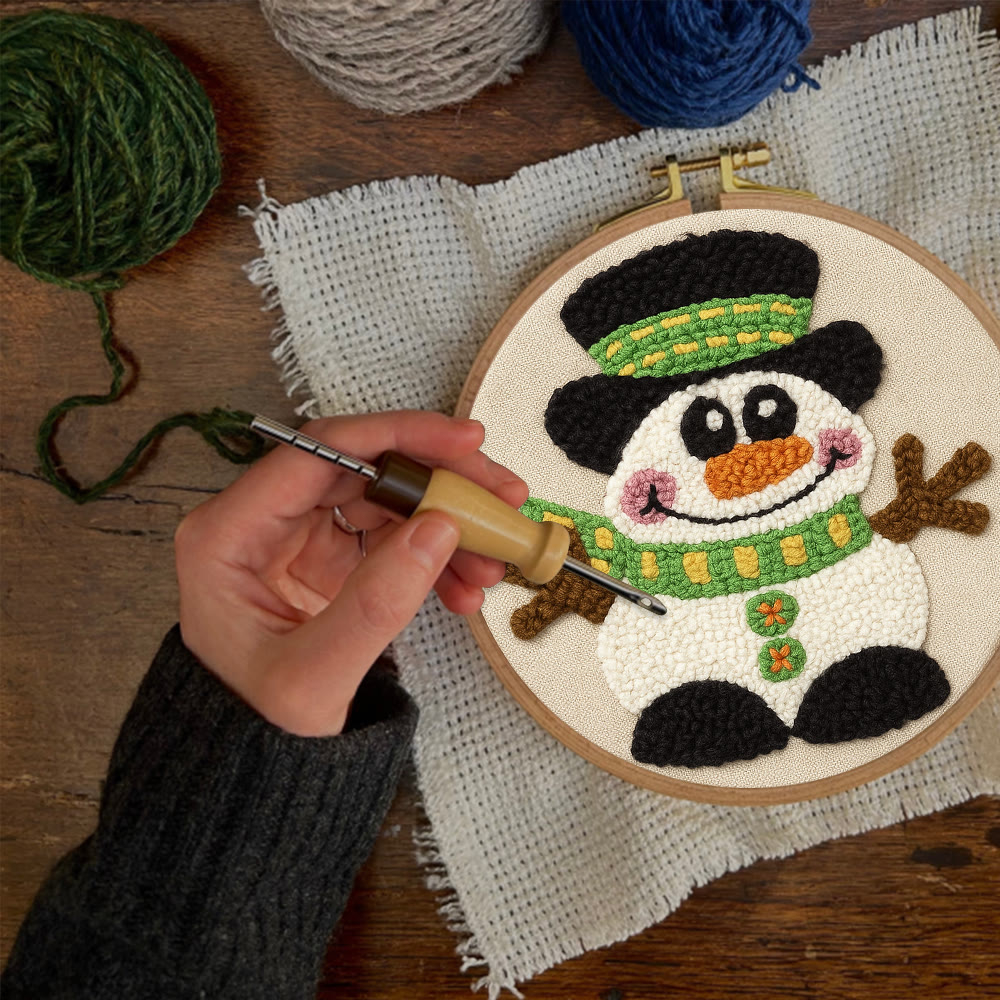 Winter Snowman Punch Needle Kit - Diy Craft For Christmas |  Holiday Decorative Needlepoint  - image 7