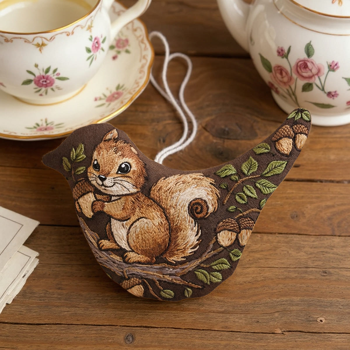 Rubbyoo Bird-shaped Embroidery Kit -  Squirrel And Acorn | Unique Woodland Gift For Her | Nursery Wall Decor - image 6