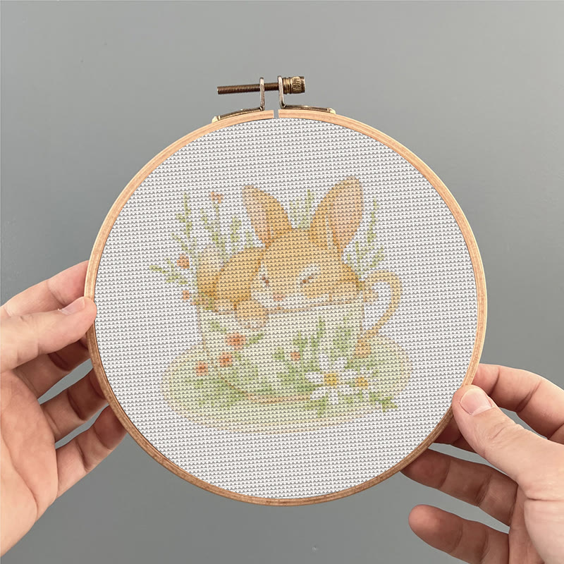  Cross Stitch Kit - Rabbit In Cup | Lovely Animal Stitch Work | Diy Handmade1 Craft  - image 7