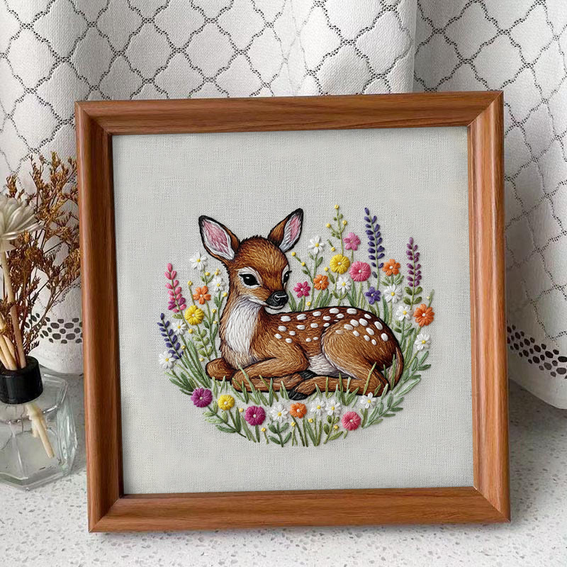 Rubbyoo Embroidery Kit - Stunning Sika Deer | Floral Animal Craft | Perfect Stitch Art For Decoration - Embroidery Kit Plus An Extra Frame - image 10