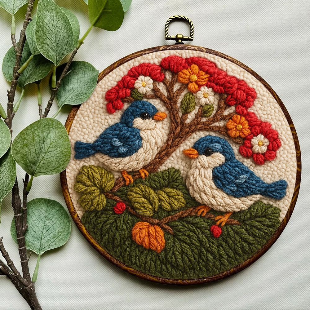  Stunning Birds Punch Needle Kit - Diy Punch Needle Coaster | Bird Needle Artwork | Beginner Handmade Craft - image 5