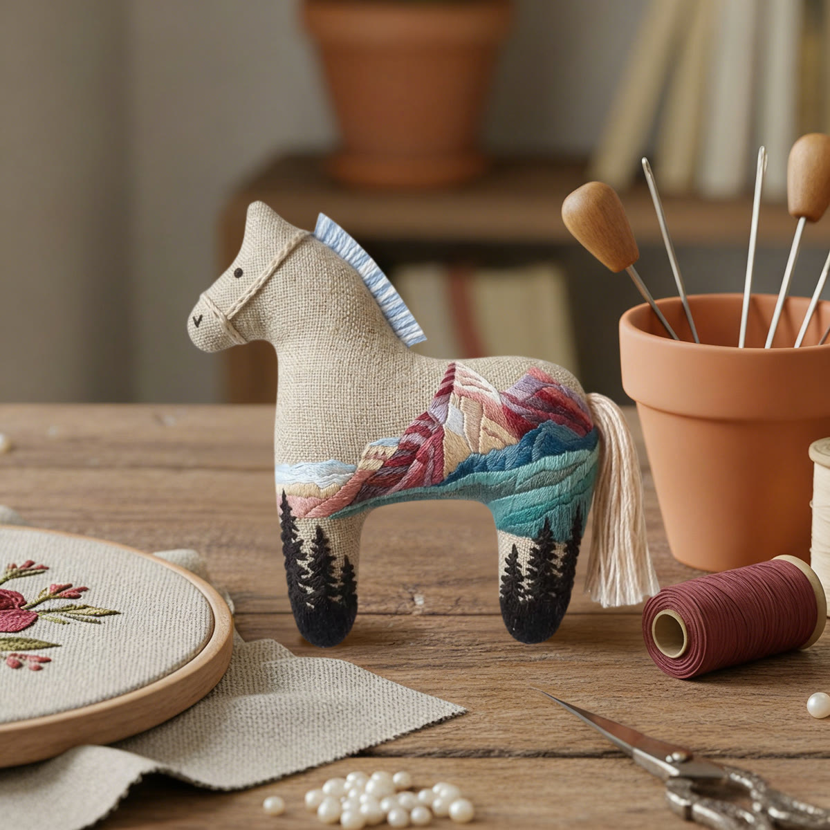 Rubbyoo Dala Horse Embroidery Kit - Mountain View | Mini Stuffed Animal Toy | Beginner Handmade Art  - image 4