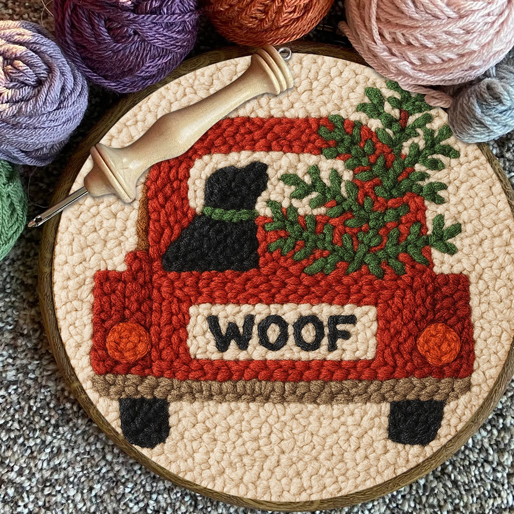  Woof Truck Punch Needle Kit - Diy Punch Needle Coaster | Craft For Handmade Enthusiast | Unique Decorative Gifts - image 7