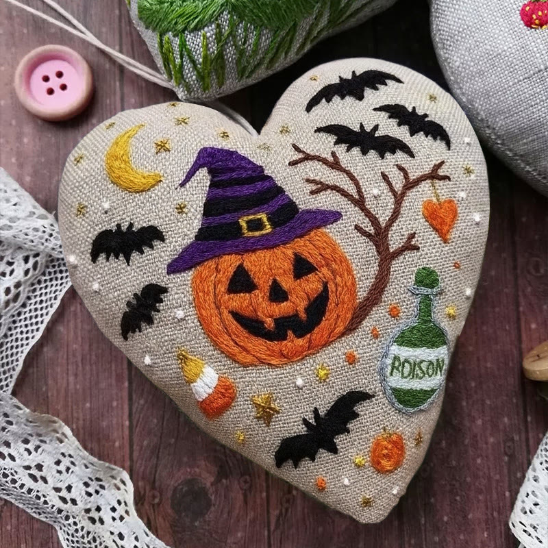 Rubbyoo Heart Embroidery Kit - Spooky Pumpkin | Diy Halloween Ornament |  Handmade Gift For Halloween - image 6