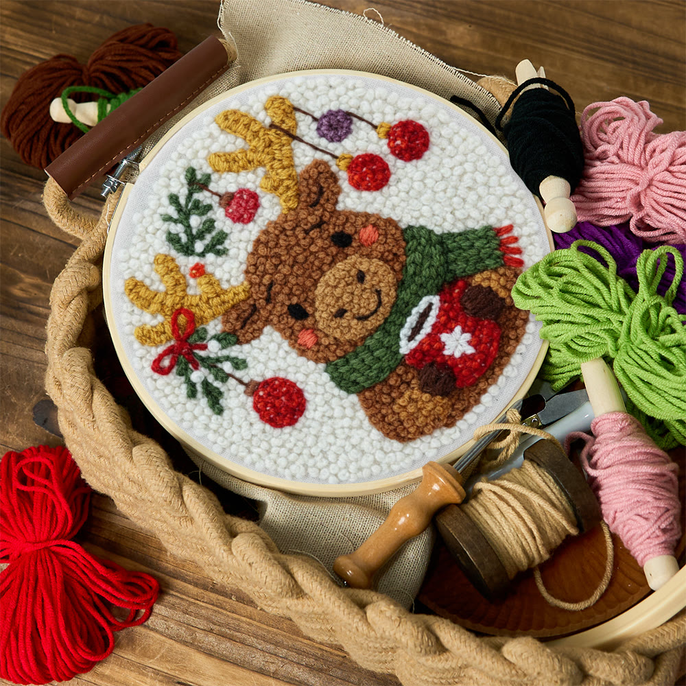 Cozy Christmas Moose Punch Needle – Embroidery Craft Set | Warm Winter Decor - image 12