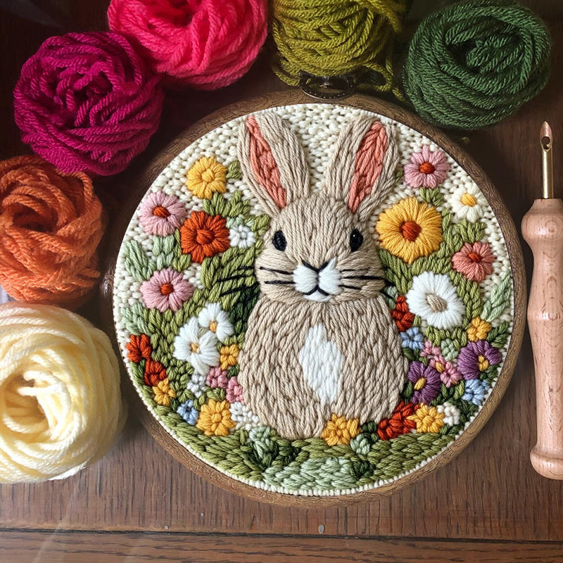 Floral Rabbit Punch Needle Kit - Bunny Artwork Collection | Unique Holiday Gifts - image 8