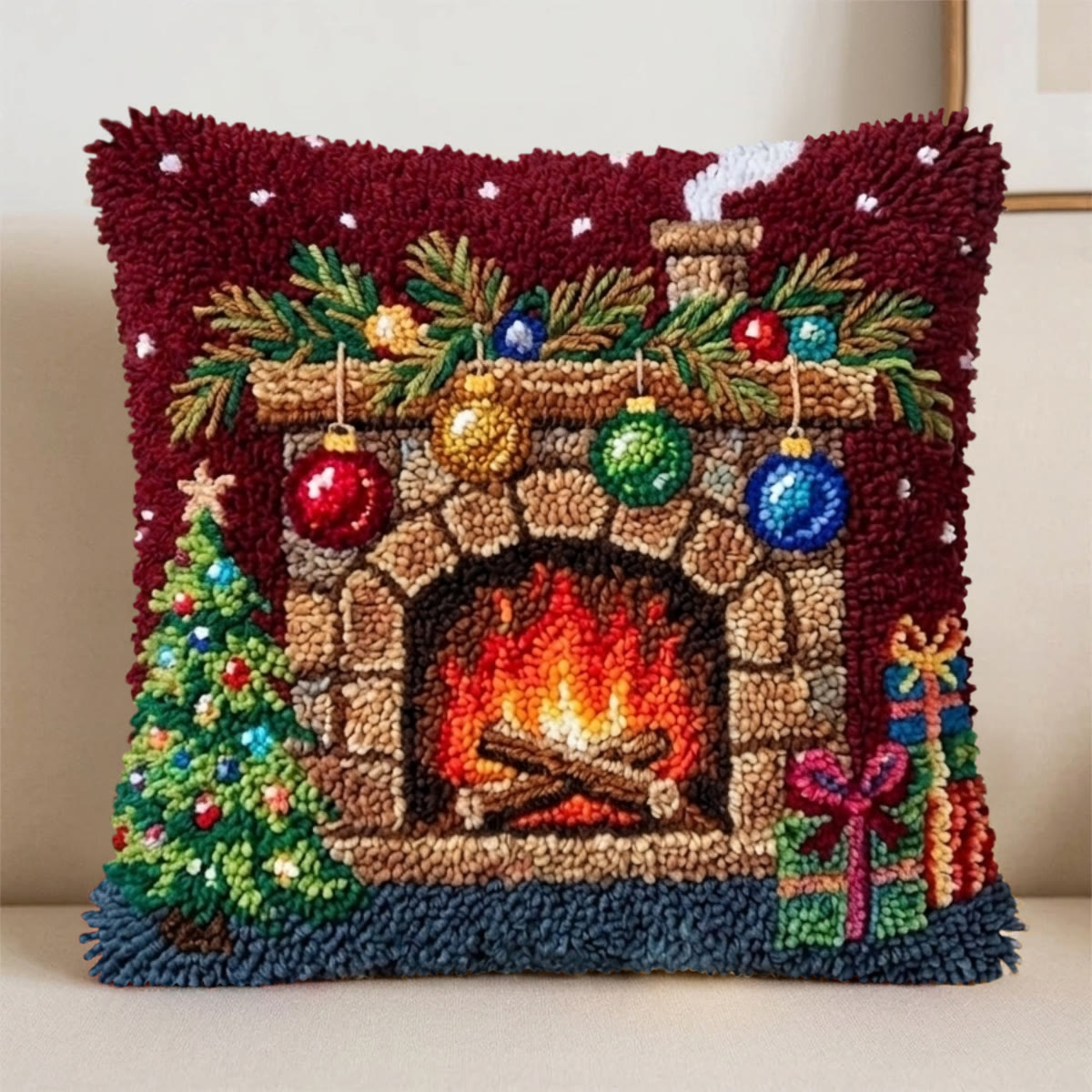 Rubbyoo Latch Hook Pillow Kit - Christmas Fireplace | Thoughtful Housewarming Gift | Christmas Party Home Decor - image 8