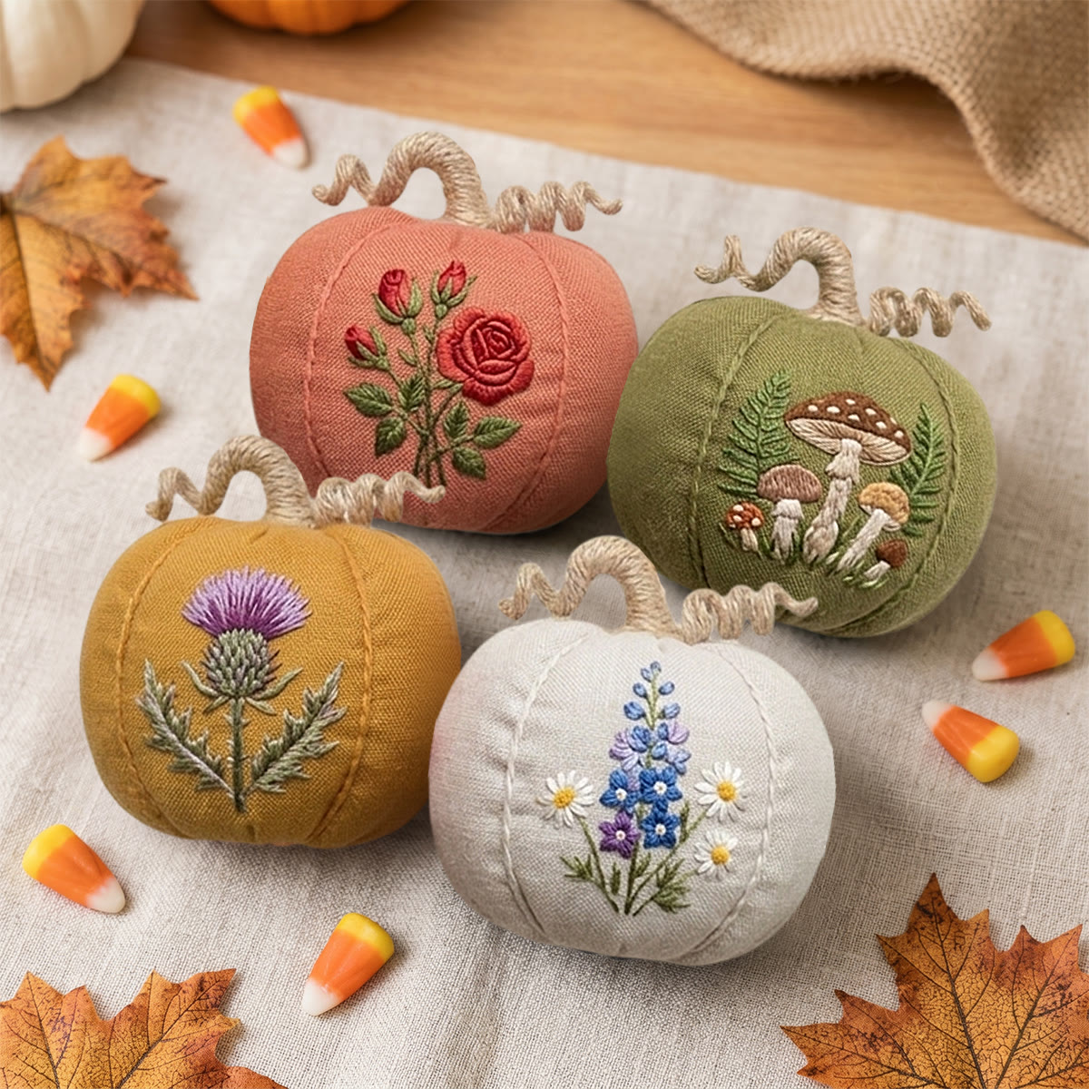 Rubbyoo Halloween Pumpkin Embroidery Kit - Botanical Collection | Artistic Festival Garden Accent | Exquisite Flowers & Mushroom Pattern - image 12
