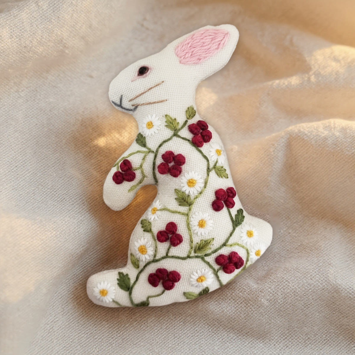 Rubbyoo Rabbit Embroidery Kit - Little Red Flower| Adorable Animal Craft | Nice Holiday Home Decor - image 8