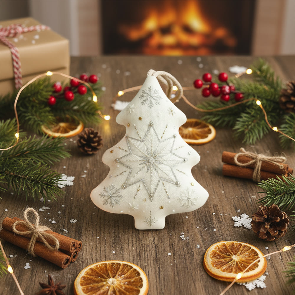 Rubbyoo Tree-shaped Embroidery Kit - Snowflake | Christmas Wall Decoration | Diy Winter Art - image 7