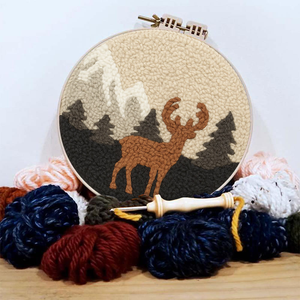  Lonely Deer Punch Needle Kit - Animal Hoop Art | Beginner Needle Craft  - image 5