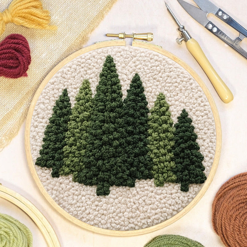 Evergreen Pine Forest Punch Needle Kit - Beginner Friendly DIY | Easy Craft Activity - image 6