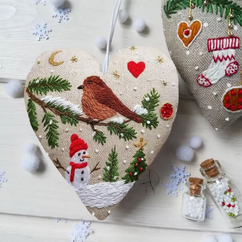 Rubbyoo Heart Embroidery Kit - Snowy Night | Diy Christmas Tree Ornament | Nice Handmade Collection  - image 3