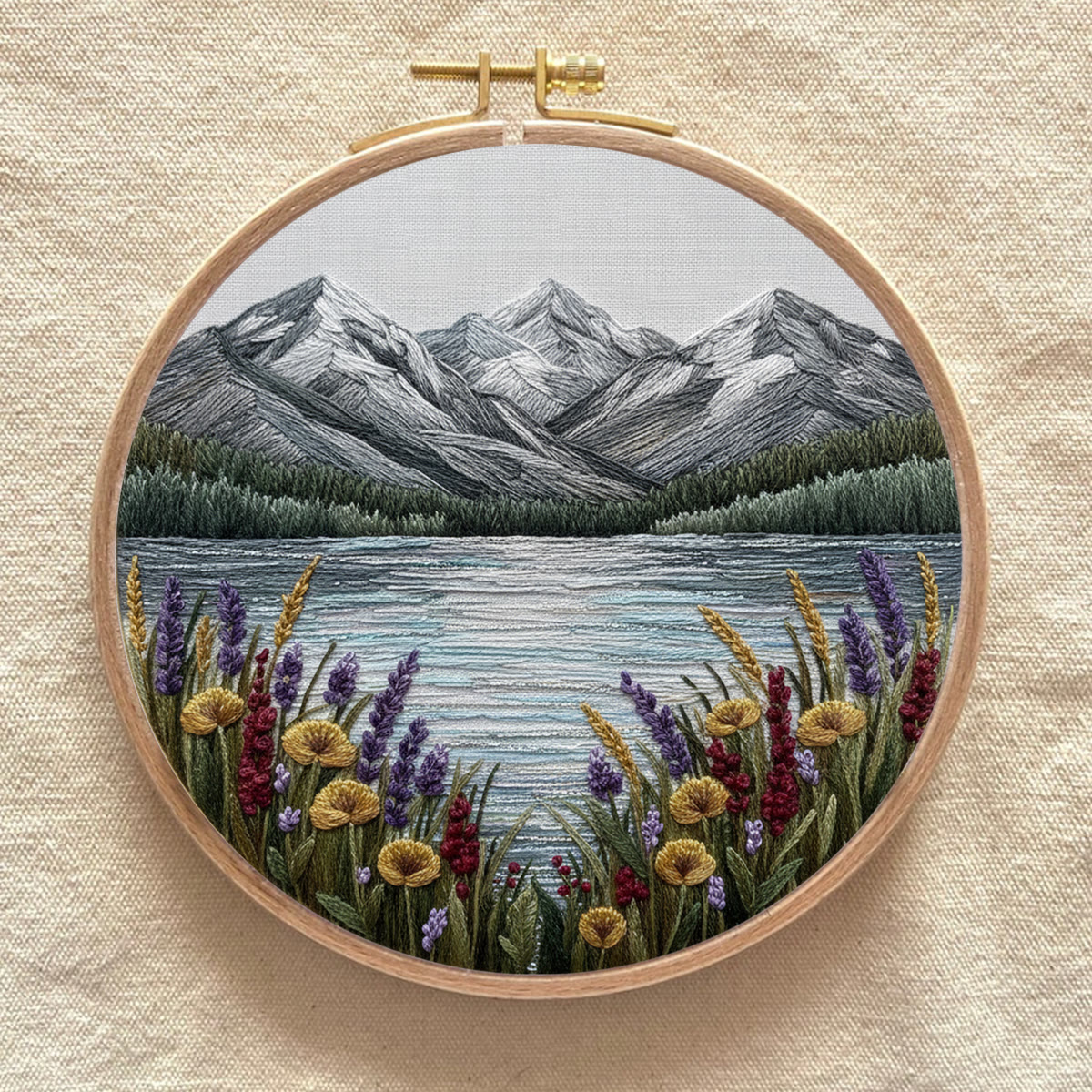 Rubbyoo Embroidery Kit - Mountain Lake | Landscape Hoop Art | Perfect Wall Hanging - image 7